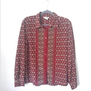 Vintage Red Patterned Button Down Shirt